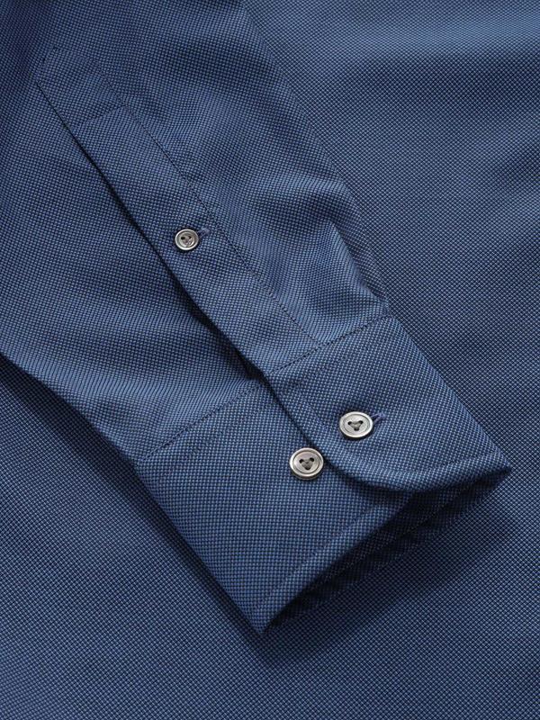 Marzeno Navy Solid Full Sleeve Single Cuff Classic Fit Semi Formal Dark Two Ply Mercerized Cotton Shirt