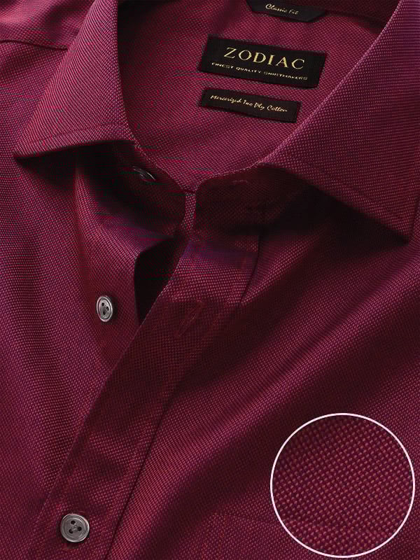 Marzeno Maroon Solid Full Sleeve Single Cuff Classic Fit Semi Formal Dark Two Ply Mercerized Cotton Shirt