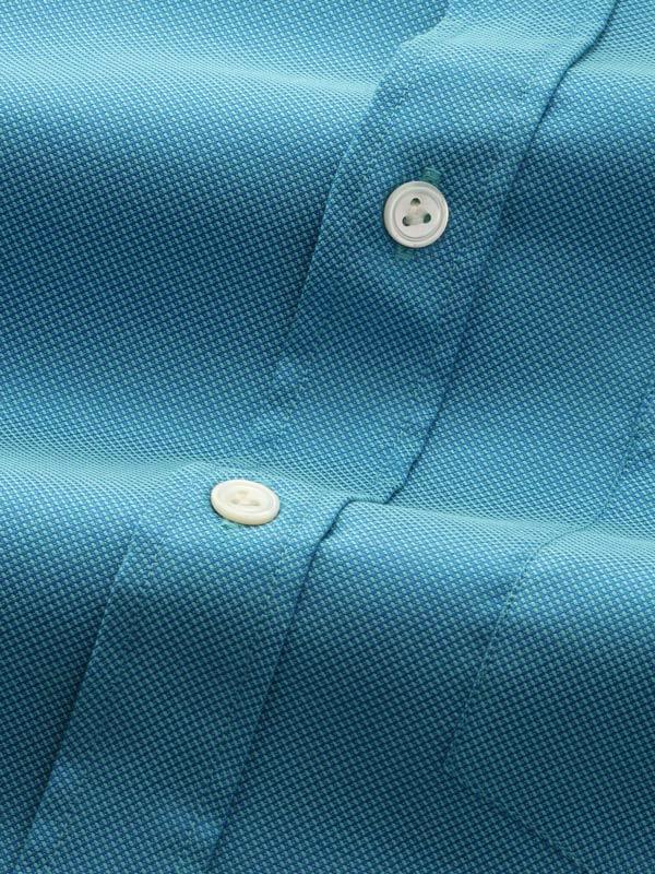Marzeno Turquoise Solid Full Sleeve Single Cuff Classic Fit Semi Formal Dark Two Ply Mercerized Cotton Shirt