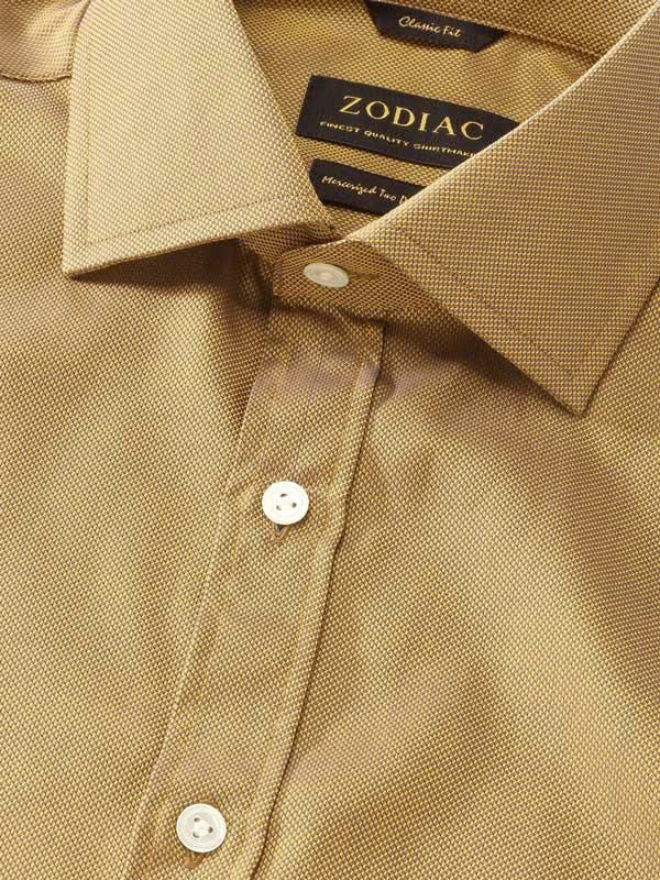 Marzeno Ochre Solid Full Sleeve Single Cuff Classic Fit Semi Formal Dark Two Ply Mercerized Cotton Shirt