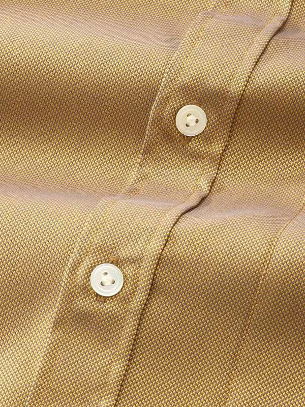 Marzeno Ochre Solid Full Sleeve Single Cuff Classic Fit Semi Formal Dark Two Ply Mercerized Cotton Shirt