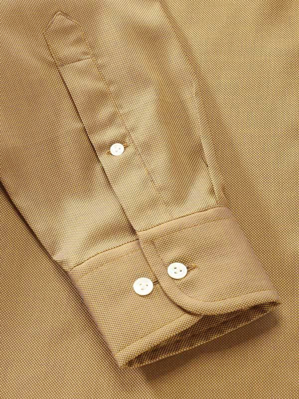 Marzeno Ochre Solid Full Sleeve Single Cuff Classic Fit Semi Formal Dark Two Ply Mercerized Cotton Shirt
