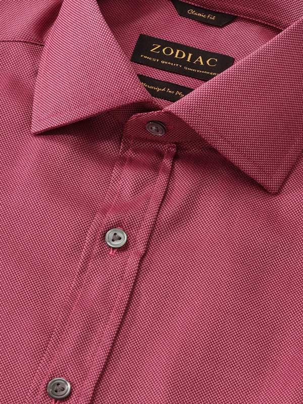 Marzeno Dark Pink Solid Full Sleeve Single Cuff Classic Fit Semi Formal Dark Two Ply Mercerized Cotton Shirt