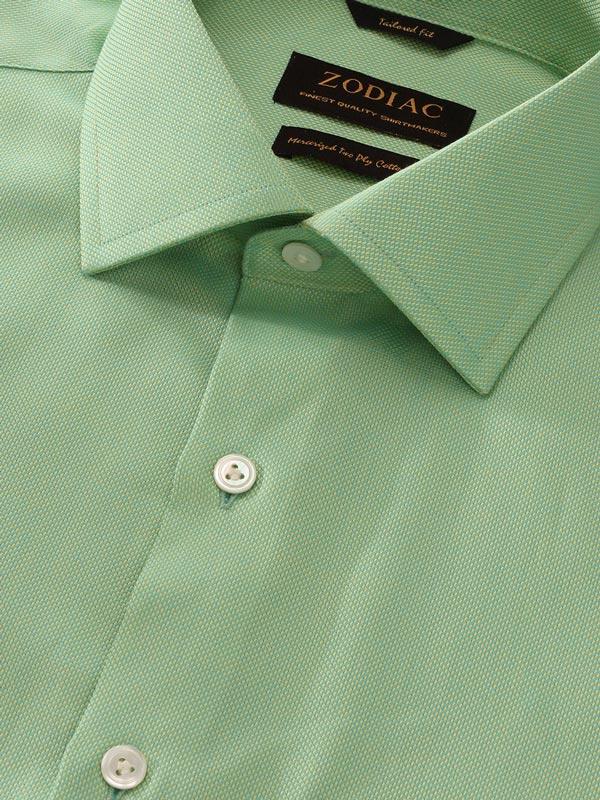 Marzeno Green Solid Full Sleeve Single Cuff Tailored Fit Semi Formal Dark Two Ply Mercerized Cotton Shirt