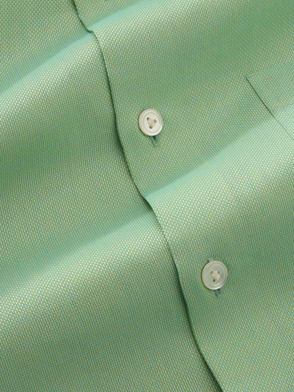 Marzeno Green Solid Full Sleeve Single Cuff Tailored Fit Semi Formal Dark Two Ply Mercerized Cotton Shirt