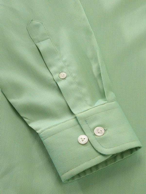 Marzeno Green Solid Full Sleeve Single Cuff Tailored Fit Semi Formal Dark Two Ply Mercerized Cotton Shirt