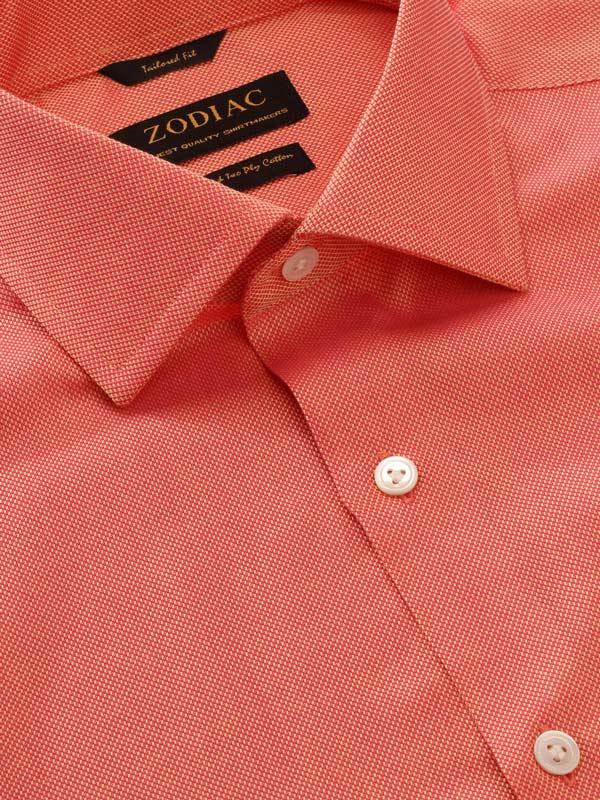 Marzeno Orange Solid Full Sleeve Single Cuff Tailored Fit Semi Formal Dark Two Ply Mercerized Cotton Shirt