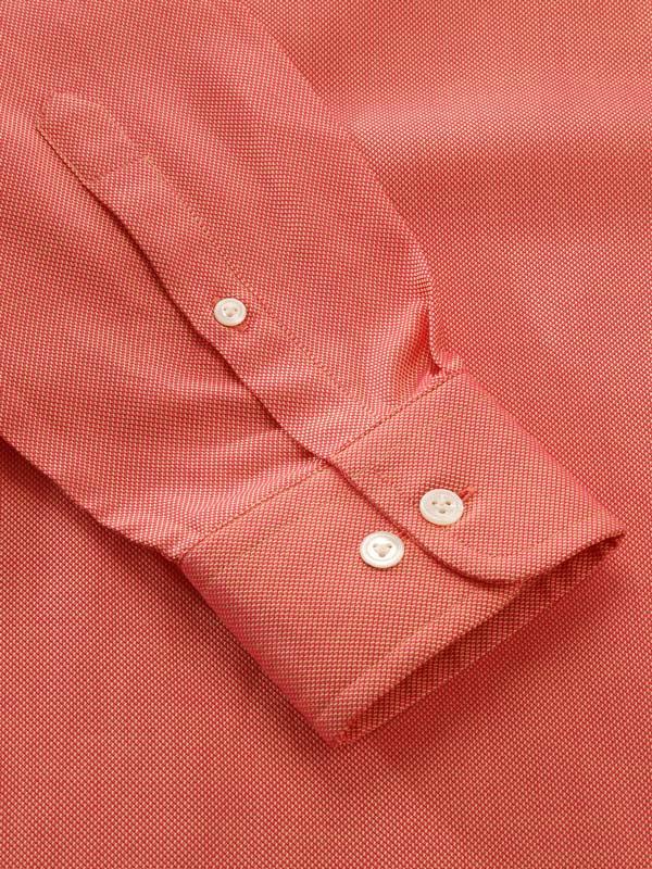 Marzeno Orange Solid Full Sleeve Single Cuff Tailored Fit Semi Formal Dark Two Ply Mercerized Cotton Shirt