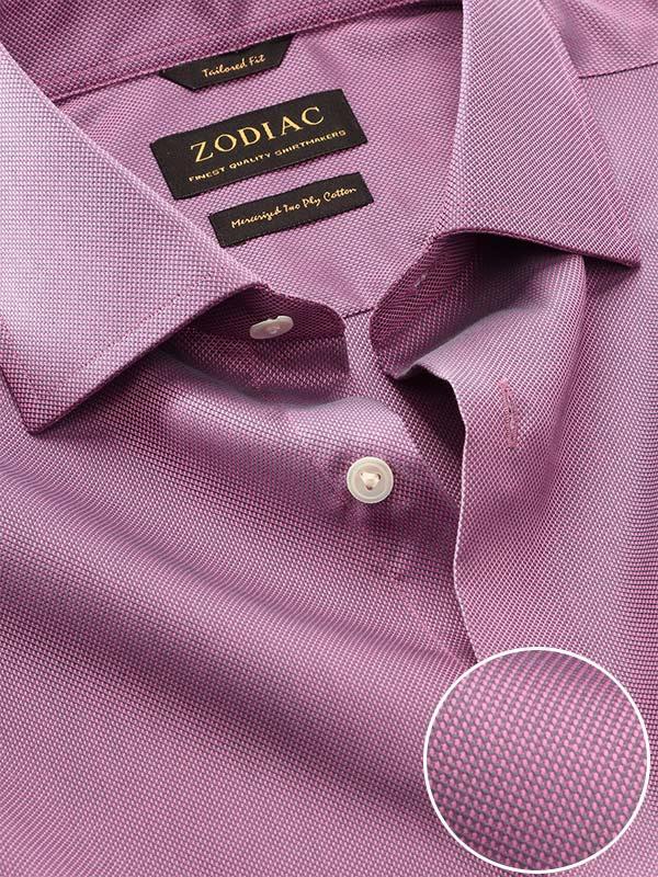 Marzeno Purple Solid Full Sleeve Single Cuff Tailored Fit Semi Formal Dark Two Ply Mercerized Cotton Shirt