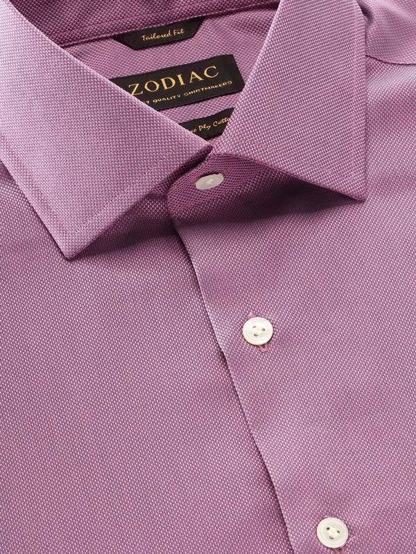 Marzeno Purple Solid Full Sleeve Single Cuff Tailored Fit Semi Formal Dark Two Ply Mercerized Cotton Shirt