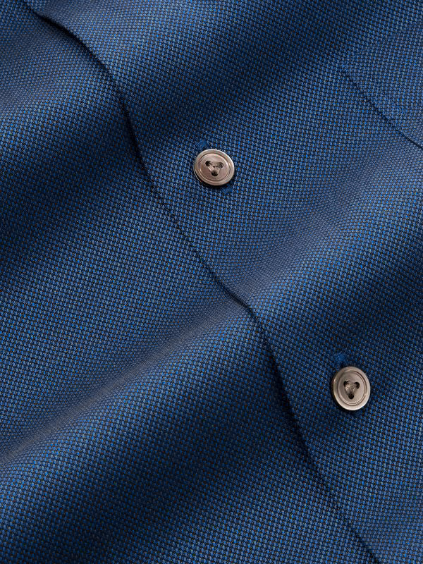 Marzeno Navy Solid Full Sleeve Single Cuff Tailored Fit Semi Formal Dark Two Ply Mercerized Cotton Shirt