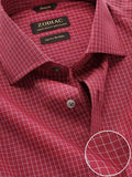 Boscolo Maroon Check Full Sleeve Single Cuff Classic Fit Semi Formal Dark Super Fine Cotton Shirt