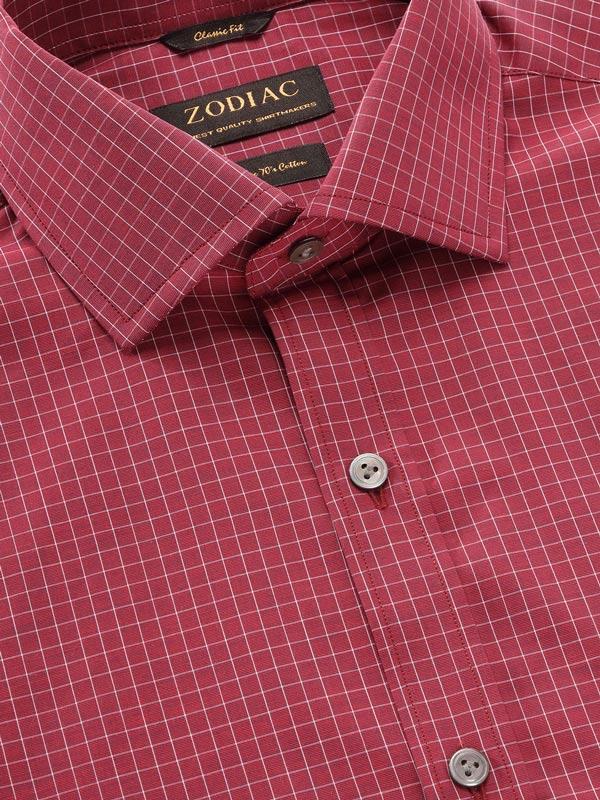 Boscolo Maroon Check Full Sleeve Single Cuff Classic Fit Semi Formal Dark Super Fine Cotton Shirt