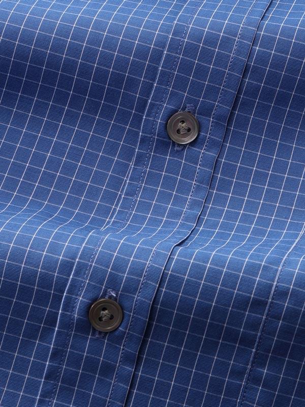 Boscolo Navy Check Full Sleeve Single Cuff Classic Fit Semi Formal Dark Super Fine Cotton Shirt