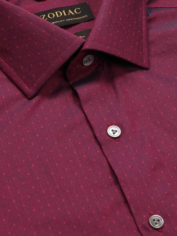 Bramante Maroon Solid Full Sleeve Single Cuff Classic Fit Semi Formal Super Fine Cotton Shirt