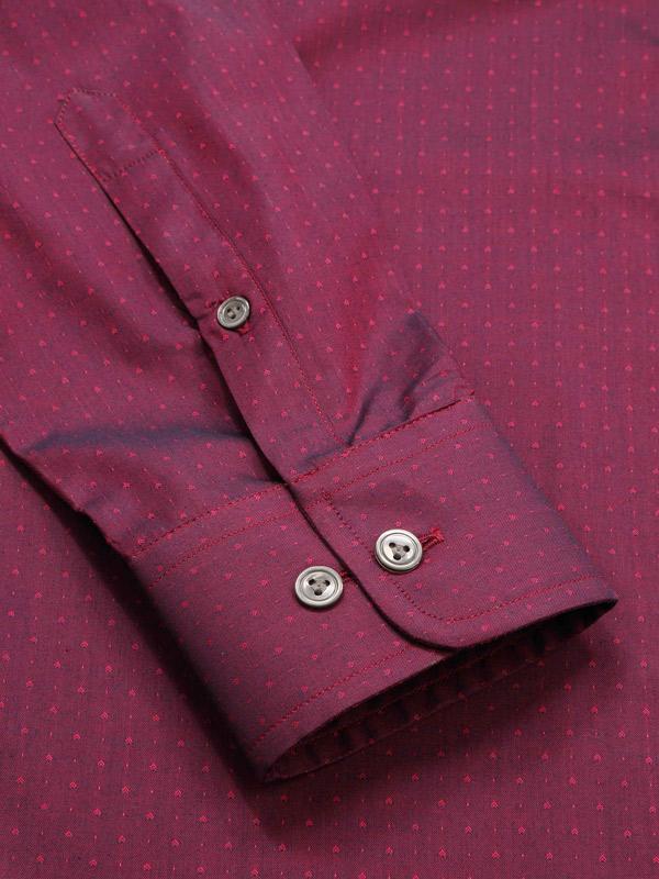 Bramante Maroon Solid Full Sleeve Single Cuff Classic Fit Semi Formal Super Fine Cotton Shirt