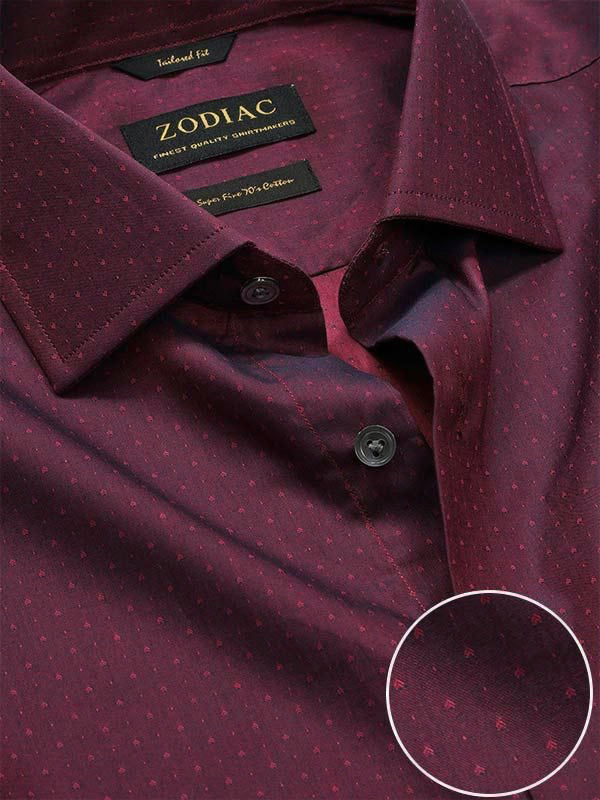 Bramante Maroon Solid Single Cuff Tailored Fit Semi Formal Super Fine Cotton Shirt