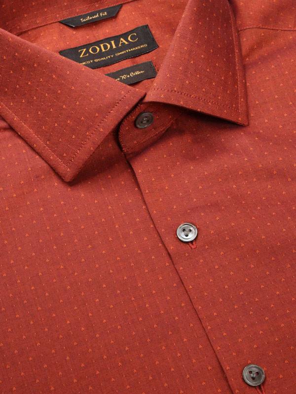 Bramante Rust Solid Full Sleeve Single Cuff Tailored Fit Semi Formal Super Fine Cotton Shirt
