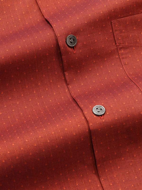 Bramante Rust Solid Full Sleeve Single Cuff Tailored Fit Semi Formal Super Fine Cotton Shirt