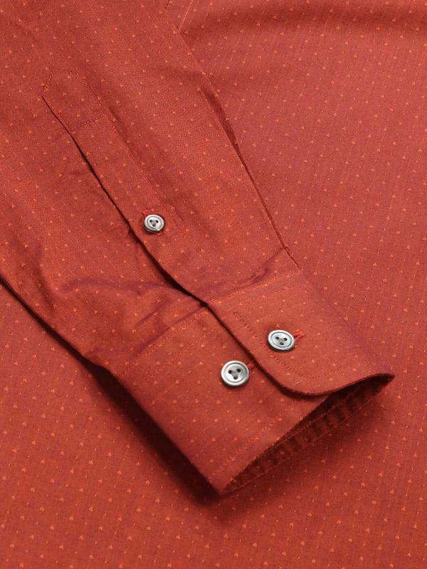 Bramante Rust Solid Full Sleeve Single Cuff Tailored Fit Semi Formal Super Fine Cotton Shirt