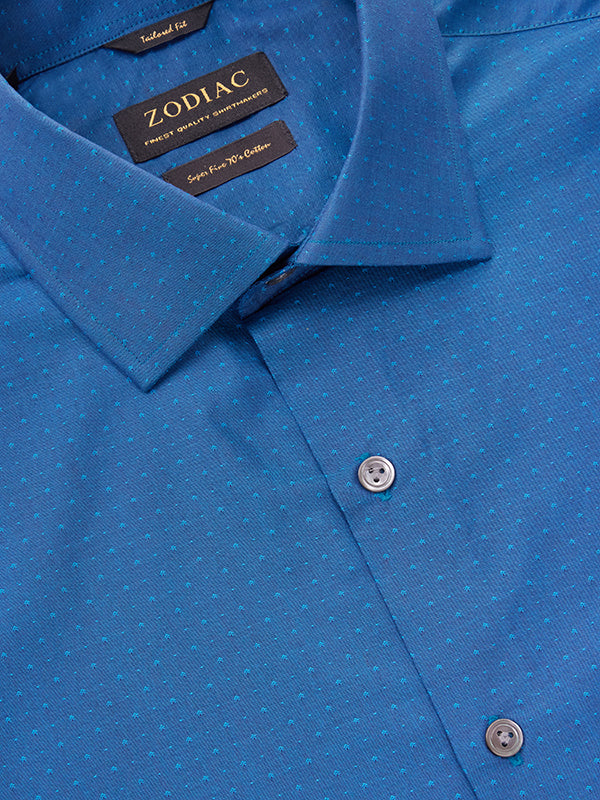 Bramante Teal Solid Full Sleeve Single Cuff Tailored Fit Semi Formal Super Fine Cotton Shirt