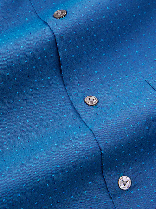 Bramante Teal Solid Full Sleeve Single Cuff Tailored Fit Semi Formal Super Fine Cotton Shirt
