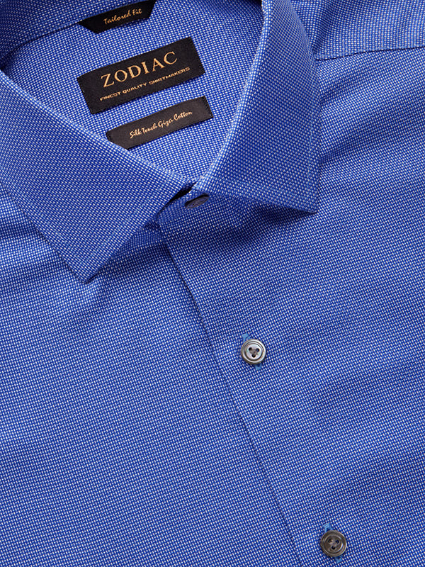Bronzino Blue Solid Full Sleeve Single Cuff Tailored Fit Semi Formal Dark Silk Touch Egyptian Giza Cotton Without Pocket Shirt