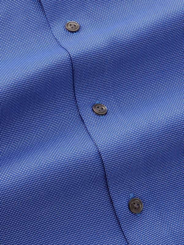 Bronzino Blue Solid Full Sleeve Single Cuff Tailored Fit Semi Formal Dark Silk Touch Egyptian Giza Cotton Without Pocket Shirt