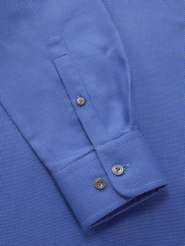 Bronzino Blue Solid Full Sleeve Single Cuff Tailored Fit Semi Formal Dark Silk Touch Egyptian Giza Cotton Without Pocket Shirt
