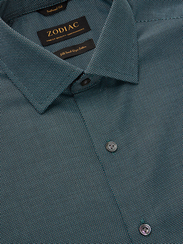 Bronzino Green Solid Full Sleeve Single Cuff Tailored Fit Semi Formal Dark Silk Touch Egyptian Giza Cotton Without Pocket Shirt