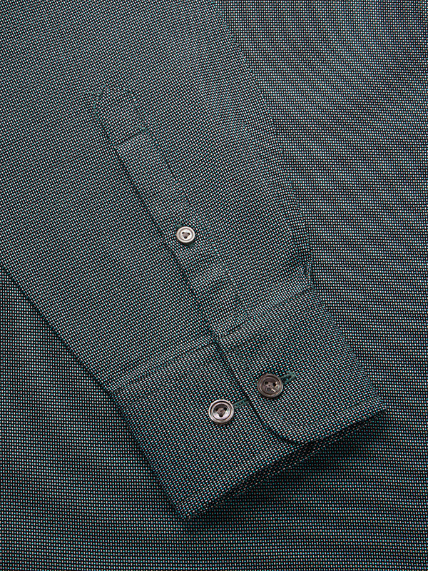 Bronzino Green Solid Full Sleeve Single Cuff Tailored Fit Semi Formal Dark Silk Touch Egyptian Giza Cotton Without Pocket Shirt