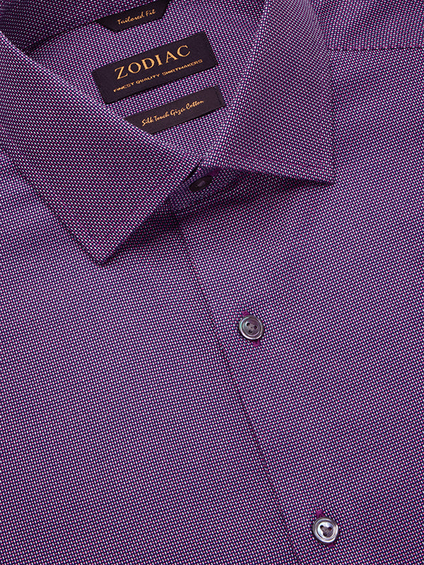 Bronzino Purple Solid Full Sleeve Single Cuff Tailored Fit Semi Formal Dark Silk Touch Egyptian Giza Cotton Without Pocket Shirt