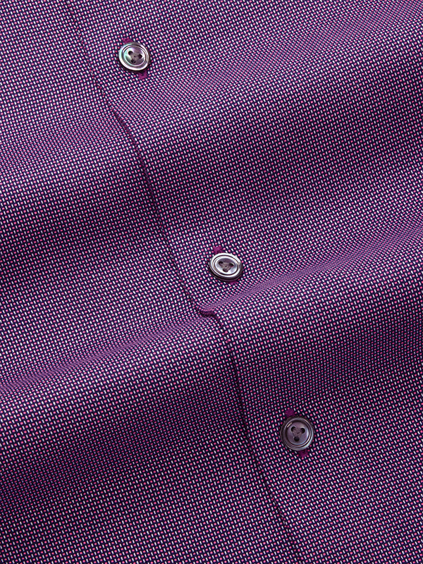 Bronzino Purple Solid Full Sleeve Single Cuff Tailored Fit Semi Formal Dark Silk Touch Egyptian Giza Cotton Without Pocket Shirt