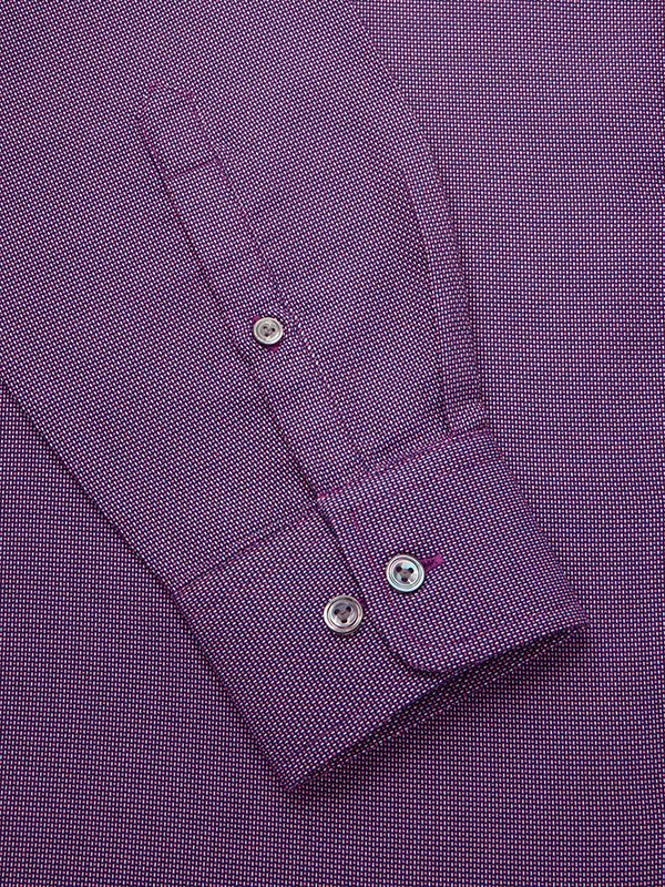 Bronzino Purple Solid Full Sleeve Single Cuff Tailored Fit Semi Formal Dark Silk Touch Egyptian Giza Cotton Without Pocket Shirt