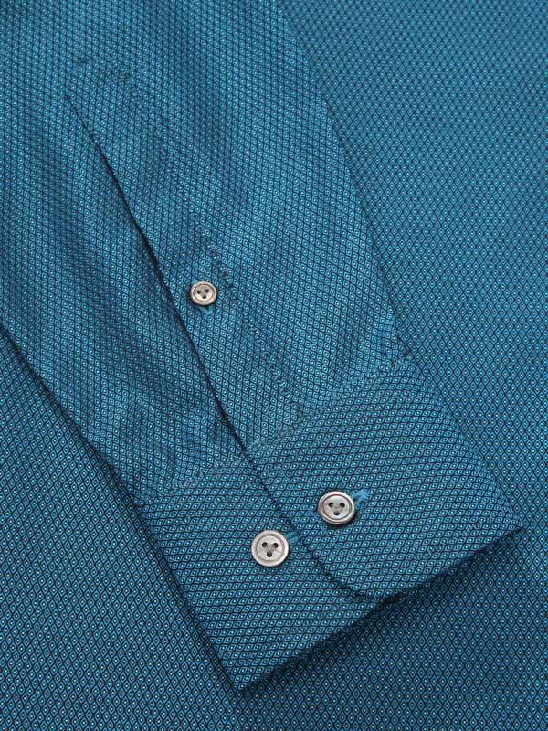 Bruciato Teal Solid Full Sleeve Single Cuff Classic Fit Semi Formal Dark Two Ply Mercerized Cotton Shirt