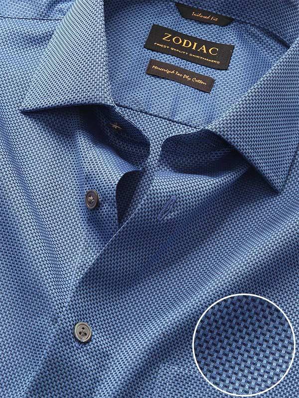 Bruciato Blue Solid Full Sleeve Single Cuff Tailored Fit Semi Formal Dark Two Ply Mercerized Cotton Shirt