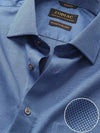 Bruciato Blue Solid Full Sleeve Single Cuff Tailored Fit Semi Formal Dark Two Ply Mercerized Cotton Shirt