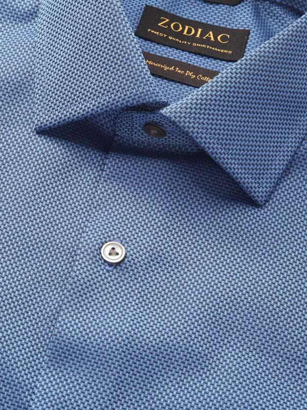 Bruciato Blue Solid Full Sleeve Single Cuff Tailored Fit Semi Formal Dark Two Ply Mercerized Cotton Shirt