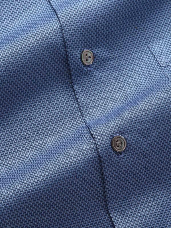 Bruciato Blue Solid Full Sleeve Single Cuff Tailored Fit Semi Formal Dark Two Ply Mercerized Cotton Shirt