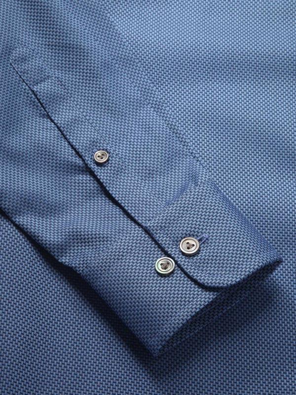 Bruciato Blue Solid Full Sleeve Single Cuff Tailored Fit Semi Formal Dark Two Ply Mercerized Cotton Shirt
