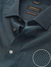 Bruciato Teal Solid Full Sleeve Single Cuff Tailored Fit Semi Formal Dark Two Ply Mercerized Cotton Shirt