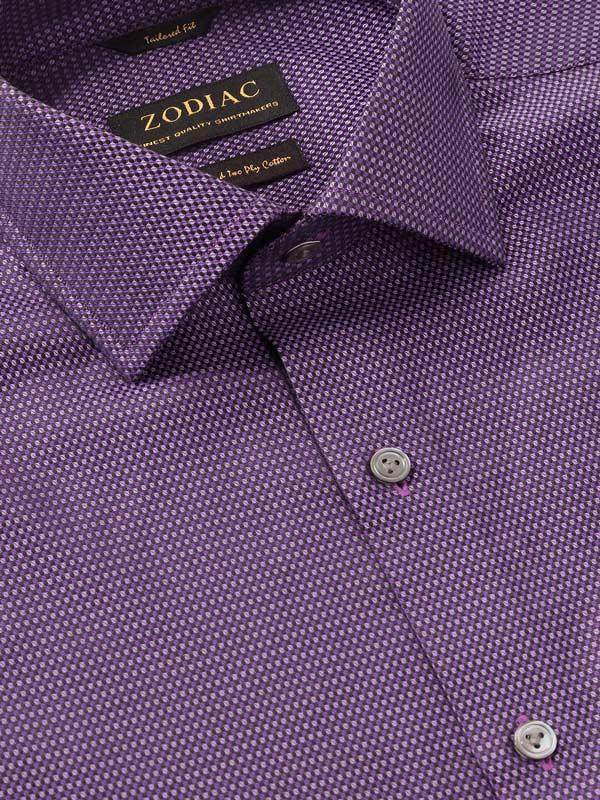 Bruciato Purple Solid Full Sleeve Single Cuff Tailored Fit Semi Formal Dark Two Ply Mercerized Cotton Shirt