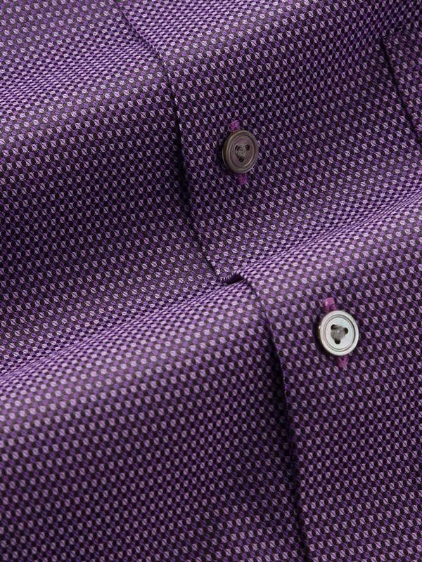 Bruciato Purple Solid Full Sleeve Single Cuff Tailored Fit Semi Formal Dark Two Ply Mercerized Cotton Shirt
