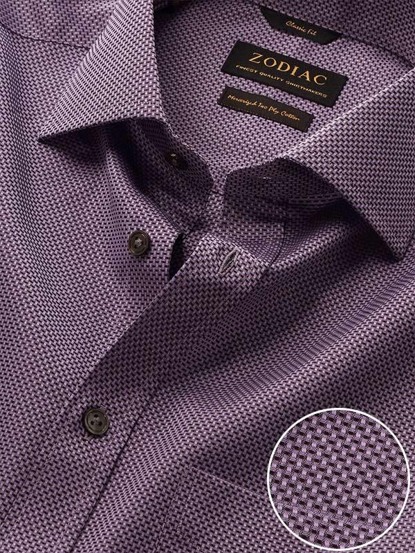 Bruciato Purple Solid Full Sleeve Single Cuff Classic Fit Semi Formal Dark Two Ply Mercerized Cotton Shirt