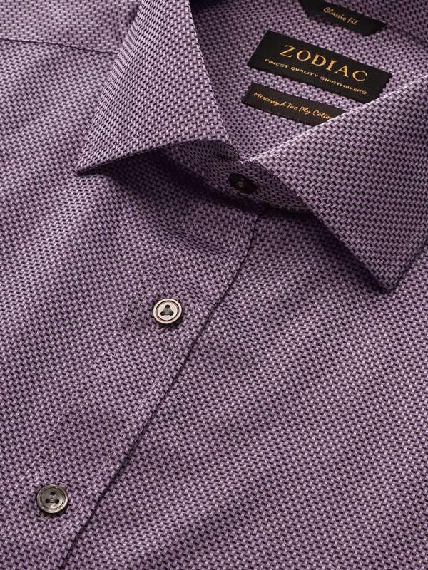 Bruciato Purple Solid Full Sleeve Single Cuff Classic Fit Semi Formal Dark Two Ply Mercerized Cotton Shirt