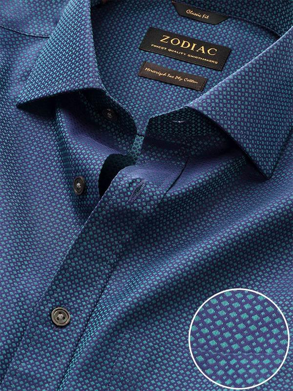 Bruciato Green Solid Full Sleeve Single Cuff Classic Fit Semi Formal Dark Two Ply Mercerized Cotton Shirt