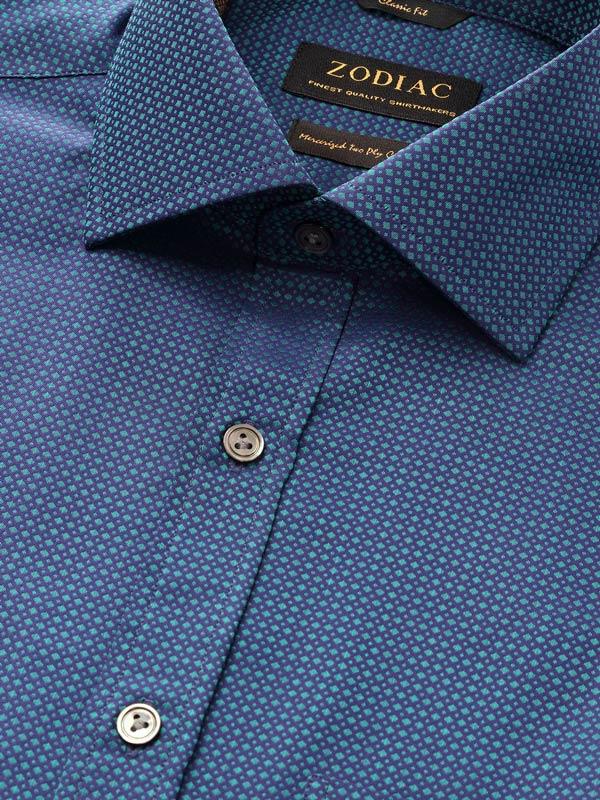 Bruciato Green Solid Full Sleeve Single Cuff Classic Fit Semi Formal Dark Two Ply Mercerized Cotton Shirt
