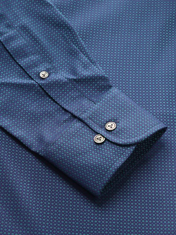 Bruciato Green Solid Full Sleeve Single Cuff Classic Fit Semi Formal Dark Two Ply Mercerized Cotton Shirt