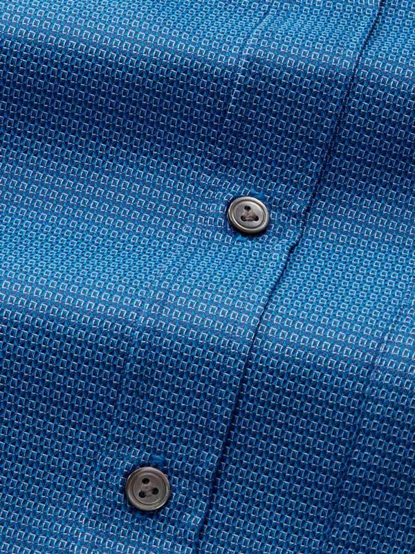 Bruciato Navy Solid Full Sleeve Single Cuff Classic Fit Semi Formal Dark Two Ply Mercerized Cotton Shirt