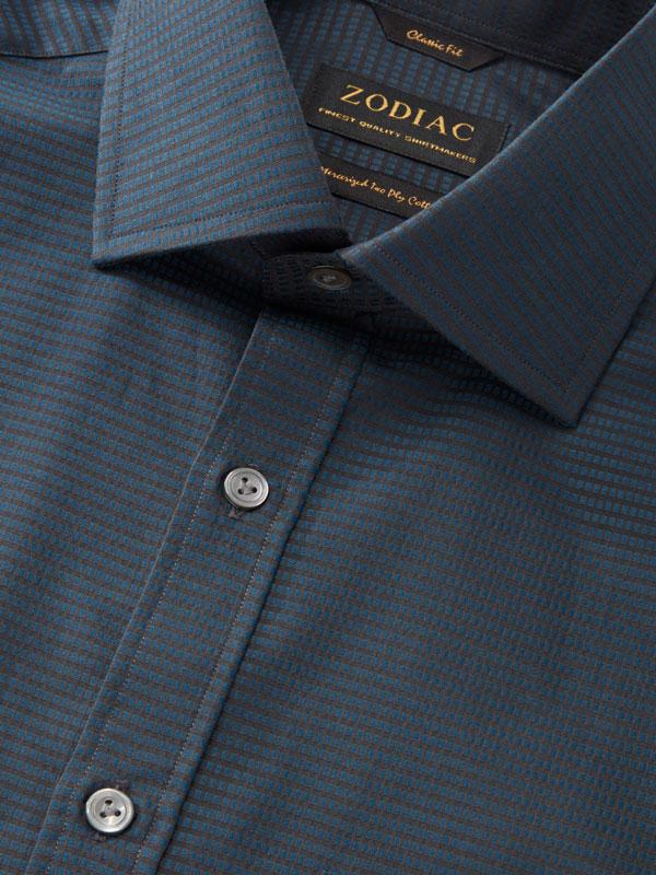 Bruciato Black Solid Full Sleeve Single Cuff Classic Fit Semi Formal Dark Two Ply Mercerized Cotton Shirt